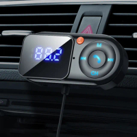 【Dep】數顯車載藍牙接收器 車載AUX轉換器 藍牙5.0音頻降噪無雜音播放器 車用TF卡MP3播放器