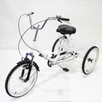 High Carbon Steel Tricycle 4 Inch Adult Tricycle Pedal TricycleCar Cargo Trailer Pet Cart OutdoorTra