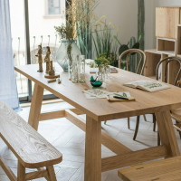 【免運】可開發票 北歐實木餐桌椅組合小戶型家用飯桌餐飲原木桌子長桌洽談桌白蠟木