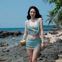 STORK BIKINI - Bikini sao lưới cổ đổ, bikini kim sa bling bling