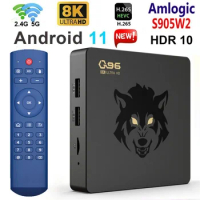 Q96 8K TV box IP60 Android 11 Amlogic S905 W2 Quad Core 2.4G 5G WiFi UHD HDR10 Media Plays More H. 265 3D Home Theaters TV Iptv