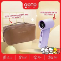 [Goto Paket Bundling 2 In 1] Kipas Angin Mini Portable + Tas Kosmetik Pouch Make Up PURPLE