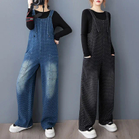 【巴黎精品】現貨+預購 牛仔吊帶褲丹寧連身褲(點點抽繩磨白背帶女褲子2色a1jc44)