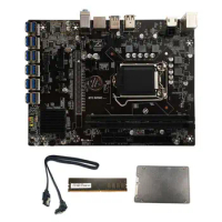 B250C BTC Mining Motherboard with DDR4 4GB 2133MHZ RAM+120G SSD+Cable 12XPCIE to USB3.0 Card Slot LGA1151 for BTC