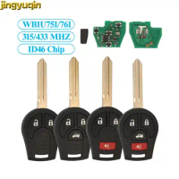 Jingyuqin 2/3/4Buttons Remote Car Key 315/433MHZ ID46 For Nissan Qashqai Sunny Sylphy Tiida March Cube S SL Rogue CWTWB1U751/761