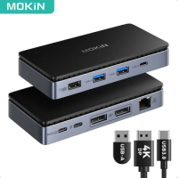 MOKiN USB C Docking Station Dual Monitor 4K 60Hz DP Adapter USB 3.0 100W PD USB C Dock for iPad MacBook Pro PC Laptops Keyboards