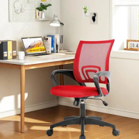 Office Ergonomic Desk Mesh Computer Chair With Lumbar Support Executive Swivel Adjustable Mid Back Chair For Women Adults, Red