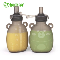 【haakaa】矽膠小熊飲水袋170ml-2入(可裝飲料/果泥/嬰兒食品)