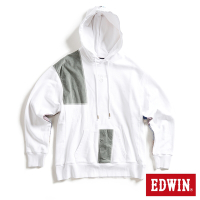 EDWIN 再生系列 CORE 拼布寬版連帽長袖T恤-男-米白色