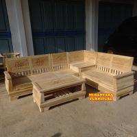 Set Meja/Kursi Tamu Sudut Minimalis Model Piramid Full Jati Termurah Mentah (Belum Finishing)
