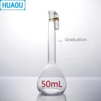 HUAOU 50mL Volumetric Flask Class A Neutral Glass with one Graduation Mark and Glass Stopper Laboratory Chemistry Equipment