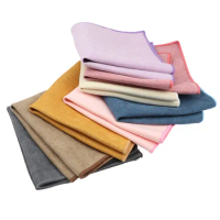 Men's Solid Micro Suede Handkerchief Pocket Square Vintage Classic Macarons Color Soft Downy Chest Towel Nice Gift Accessories