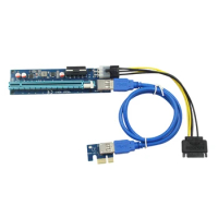 NEW-Pci-E 1X To 16X Adapter Card, 4Pin/6Pin Dual Power USB 3.0 Adapter Card For Btc Miner Mining