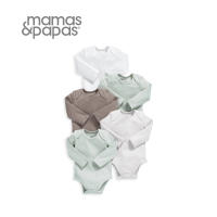 【Mamas &amp; Papas】奶茶摩卡-長袖包屁衣5件組(5種尺寸可選)
