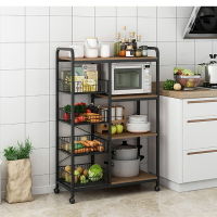 廚房置物架可移動帶輪收納架落地多層放蔬菜鍋碗儲物架微波爐架子