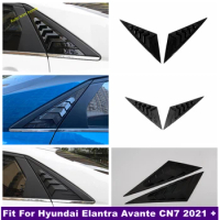 Rear Window Louver Shutter Panel Cover Trim For Hyundai Elantra Avante CN7 2021 - 2023 Black / Carbon Fiber Look Car Accessories
