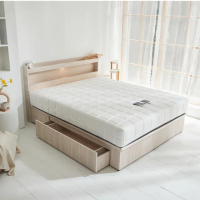 【藤原傢俬】白色戀人木芯板收納空間床組-單抽5尺雙人(床頭+床架+床墊+單抽屜)