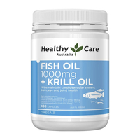 Healthy Care Enhanced Deep Sea Fish Oil Krill Oil and Astaxanthin Capsules - 400 Pills for Enhanced 