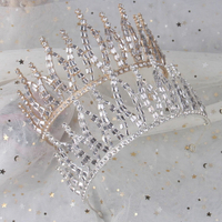 2022款歐式王冠婚禮新娘婚紗禮服金銀色皇冠發飾水鉆公主頭飾配飾