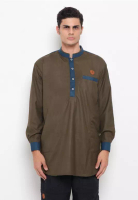 ZAYIDAN Zayidan Baju Koko Gamis Muslim Pria Hanafi - Hijau Army