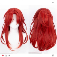 Dante Wigs Cosplay From Anime Game Nu: Carnival Red Long Braid Styled Synthetic Hair With a Chip Ponytail
