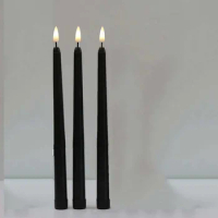 Black/White Led Candles with Flickering Flame,Battery Operated Flameless Halloween Grave Decor Votive Church Candles 1pc