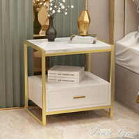 床頭櫃置物架北歐大理石ins輕奢金色簡約現代邊幾臥室收納儲物櫃