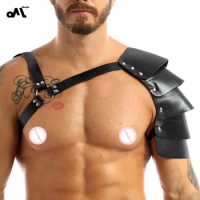 OkayM Medieval One-Shoulder Armor Leather Harness Men Punk Gothic Gay Sex Bondage Costumes Male BDSM Chest Harness Belts