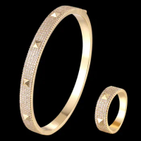 Brand Cubic Zircon Bangle Accessories For Girls Gifts Gold-color Men's Bangle Pulseira Mujer Women's Copper Bridal Bangle Bijoux