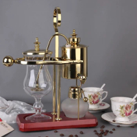 Glass Syphon Siphon Drop Coffee Maker Pot 4 Cups Belgian Belgium Luxury Royal Family Balance Polished Rose Gold Color