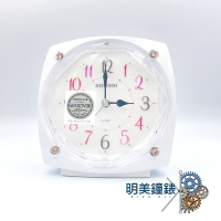 ◆明美鐘錶眼鏡◆RHYTHM麗聲鐘/8RE659WR03/水晶切面施華洛世奇水晶裝飾鬧鐘