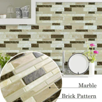 Best Selling Self Adhesive Marble Wall Stickers Peel And Stick Kitchen Backsplash Tiles 3d Oblong Wallpaper Home Decoration