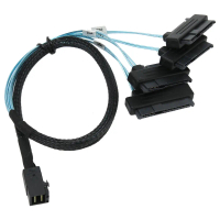 durable 50cm/1.6ft SFF 8643 to 4 SAS 29P Cable 12Gbps High Speed Mini SAS HDD Cable SFF 8643 to SAS 