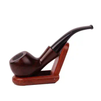 Best Ebony Wood Pipe 9mm Filter Smoking Pipe Chinese Style Tobacco Pipe Handmade Bent Wooden Pipe Smoke Tool