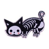 C4568 Black Cat Skeleton Gothic Pins Horror Brooches Bag Hats Leather Backpack Accessories Men Women Jewelry Gift