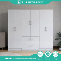 [COMBO] FurnitureFit 3Door 2Door Wardrobe With Drawer | Almari 5 pintu | Almari baju putih