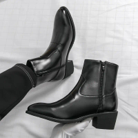 Chelsea boots, for men, retro and vintage style, ankle boots, casual, mid-heel, made of leather.