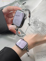 小眾小香風鍊式iwatch錶帶女生適用蘋果手錶applewatch87se65金屬