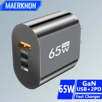 GaN 65W PD USB Type C Fast Charger Mobile Phone Quick Charge Type C Wall Charger For iPhone Xiaomi Samsung Huawei EU/US Plug