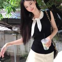 เสื้อกล้ามผู้หญิงผ้าฝ้ายแท้ 20,540 ชิ้น ดีไซน์ลายจุดแบบริบ พร้อมโบว์ เสริมทรงเข้ารูป เหมาะสำหรับฤดูร