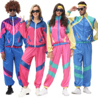 Men Women Retro 60s 70s Hippie Cosplay Carnival Halloween Costume for Adult Couples Night Club Party Hippie Rock Disco Outfits