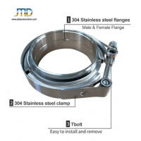 JTLD Heavy Duty V-Band Clamp with M/F Flanges Kit 304 Stainless Steel 5" Inch Standard V Band Assembly