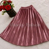 Rok Plisket Bludru Anak Premium Usia 2-5 Tahun dusty