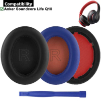 1Par Protein Leather Replacement Earpads Ear Pads Cushion Repair Parts for Anker Soundcore Life Q10 Q 10 BT Headphones Headsets