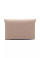 Hermes Pre-Loved Hermès Calvi Etoupe coin purse Veau epsom Gray brown silver hardware B stamp