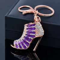 SINLEERY High heels Sexy Mouth Key Ring Jewelry Red Black Cubic Zirconia Keychain Fashion jewelry