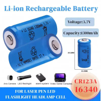 Baterai Li-Ion 16340 1300mAh 3,7 Volt Charger CR123A CR 123 Cas untuk Senter Batu CREE Q5 Tactical L
