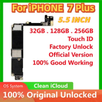 For iphone 7 Plus 5.5inch Motherboard With/No Touch ID 32GB 128GB 256GB Original Unlocked Clean iCloud Full Working Support 4G