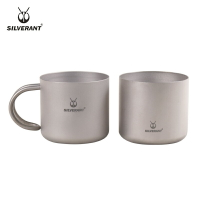 SILVERANT銀蟻純鈦雙層咖啡杯110ml小茶杯戶外鈦杯手柄水杯防燙1入