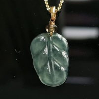 (Swancraft SW-1268P) Pendant Liontin Jadeite Burma Jade Icy Daun Leaf Kalung Aksesoris Perhiasan